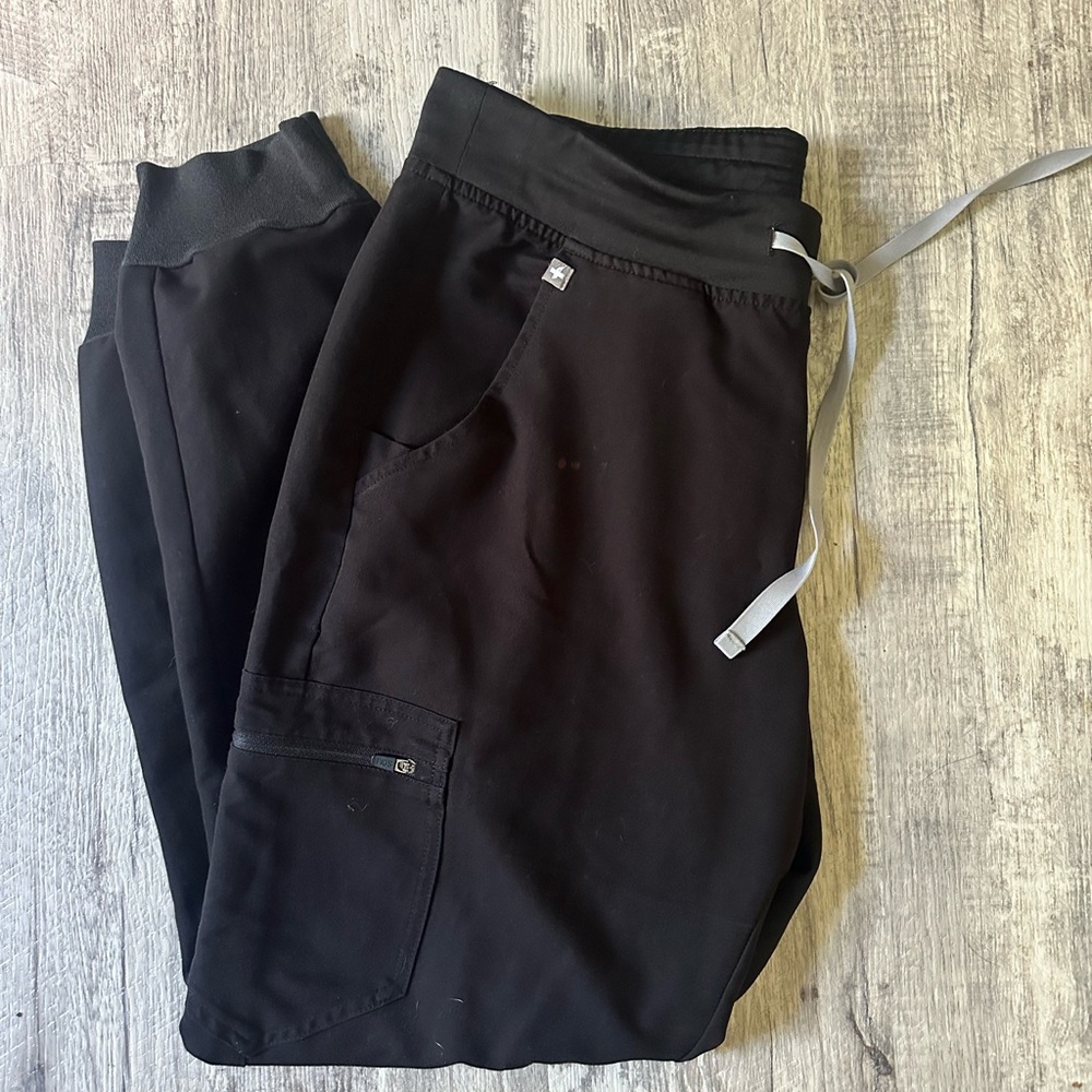 Figs Black Track Pants with Tapered Leg Design